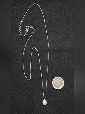 💎 S925 Sterling Silver Teardrop Necklace Moonstone 38cm + 4cm Extender 🌙